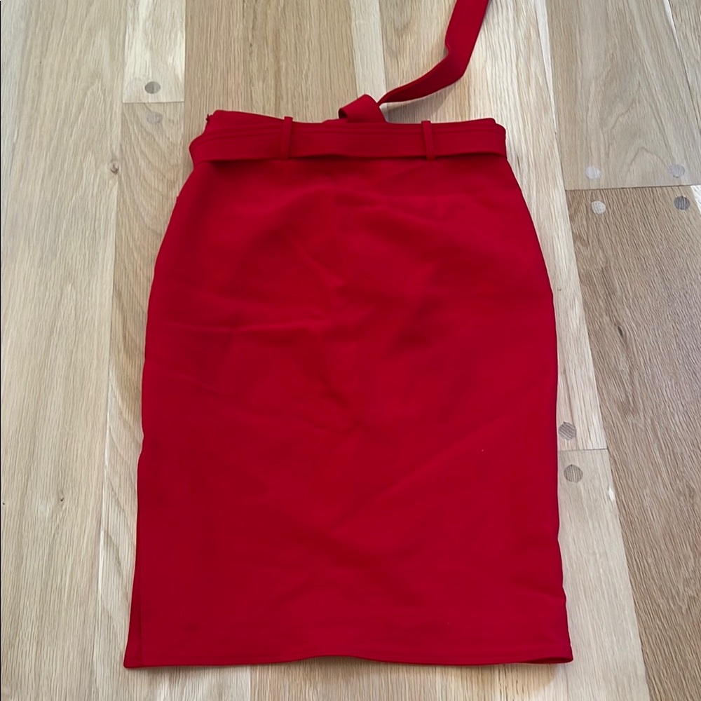 Banana Republic Red Tie Front Pencil Skirt - Picture 4 of 5